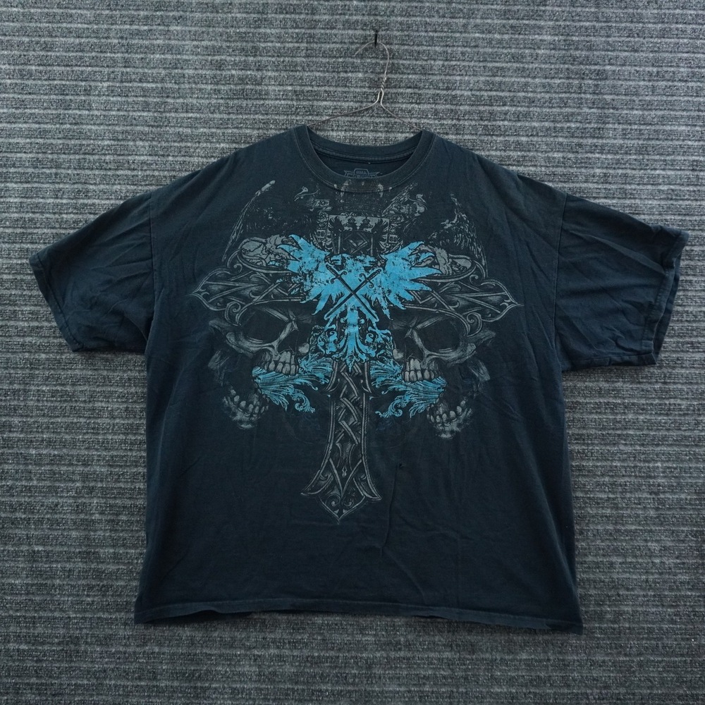 MMA Elite Graphic T-Shirt Mens 2XL Black Skulls Cross Y2K